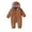 Brown, variant on Jalioing Newborn Baby Fuzzy Snowsuit Cute Solid Color Long Sleeve Zipper Rompers Winter Thermal Fleece Jumpsuit