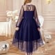 thumbnail image 4 of Odeerbi Niñas Tiered Tul Princesa Vestidos de Noche Vestido Formal de Manga Larga de Malla Vestido de Fiesta, 4 of 6