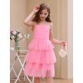 thumbnail image 7 of IBTOM CASTLE Girl Sleeveless Ruffle Formal Wedding Tiered Tulle Dress Teen Pageant Birthday Homecoming Prom Outfits Junior Graduation Dress 9-10 Years Pink, 7 of 7