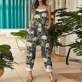 thumbnail image 5 of EANJE Halloween Jumpsuits for Women Wide Leg Comfy Gothic Skull Floral Print Overalls Sleeveless Womens Romper Straps Jumpsuit Loose Bib Overalls Winter Clothes Multicolor M, 5 of 7