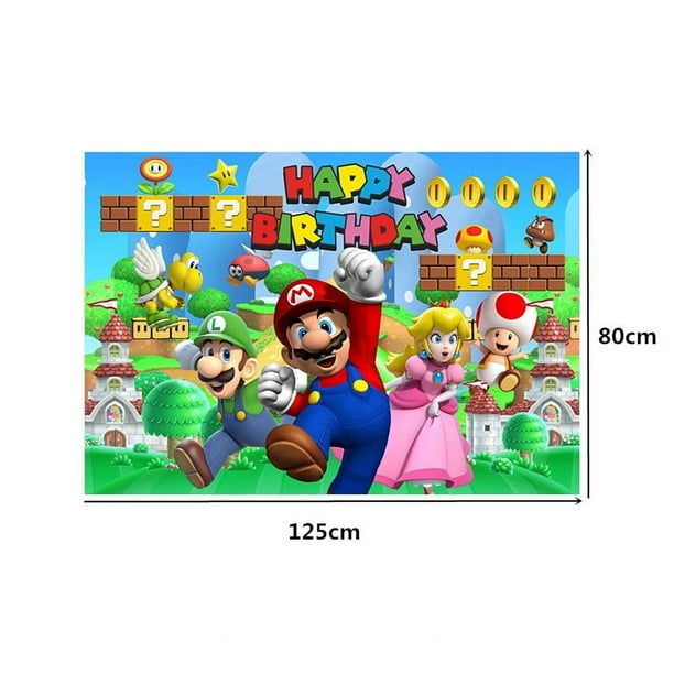 125x80cm Princesa Melocotón Super Mario Bros Tema De La Foto Telón De Fondo De Vinilo Fotografía De Los Niños Feliz Cumpleaños Fiesta De Decoración Suministros