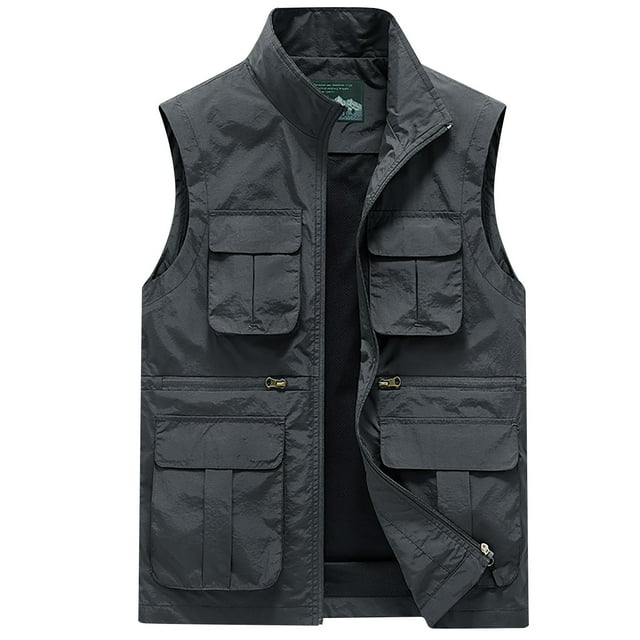 APEXFWDT Men's Summer Outdoor Work Vest Big and Tall Safari Hiking Travel Photo Fishing Vest with Multi Pockets