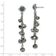 thumbnail image 2 of Silver-tone Hematite Glass Stone and Beads Post Dangle Earrings - Measures 71x14mm Wide, 2 of 2