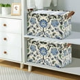 thumbnail image 2 of Yayeee Foldable Storage Basket for Shelves with Handles Set of 2 Waterproof Cloth Bins, Blue Floral, 2 of 7