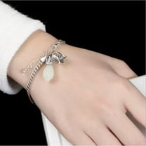 K-KED White Jade Flower Bracelets 925 Silver Delicate Jewelry Natural Chalcedony Bangles
