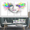 thumbnail image 1 of Gray Woman with Green Flowers - Abstract Portrait Canvas Print, 1 of 3
