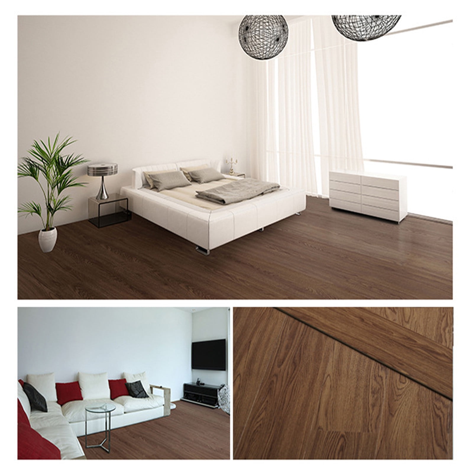 Peel and Stick Vinyl Floor Tile 2MM Thick 36"x6" (36PCS Cover 54 Sq.F) Self-Adhesive Waterproof Natural Wood Grain DIY Flooring Planks for Kitchen Dinning Room Home Decoration