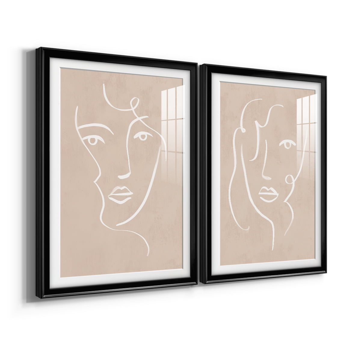 Wexford Home Curly Face I Premium Framed Print, 18.5" x 24.5" - Ready to Hang, Black (Set of 2)