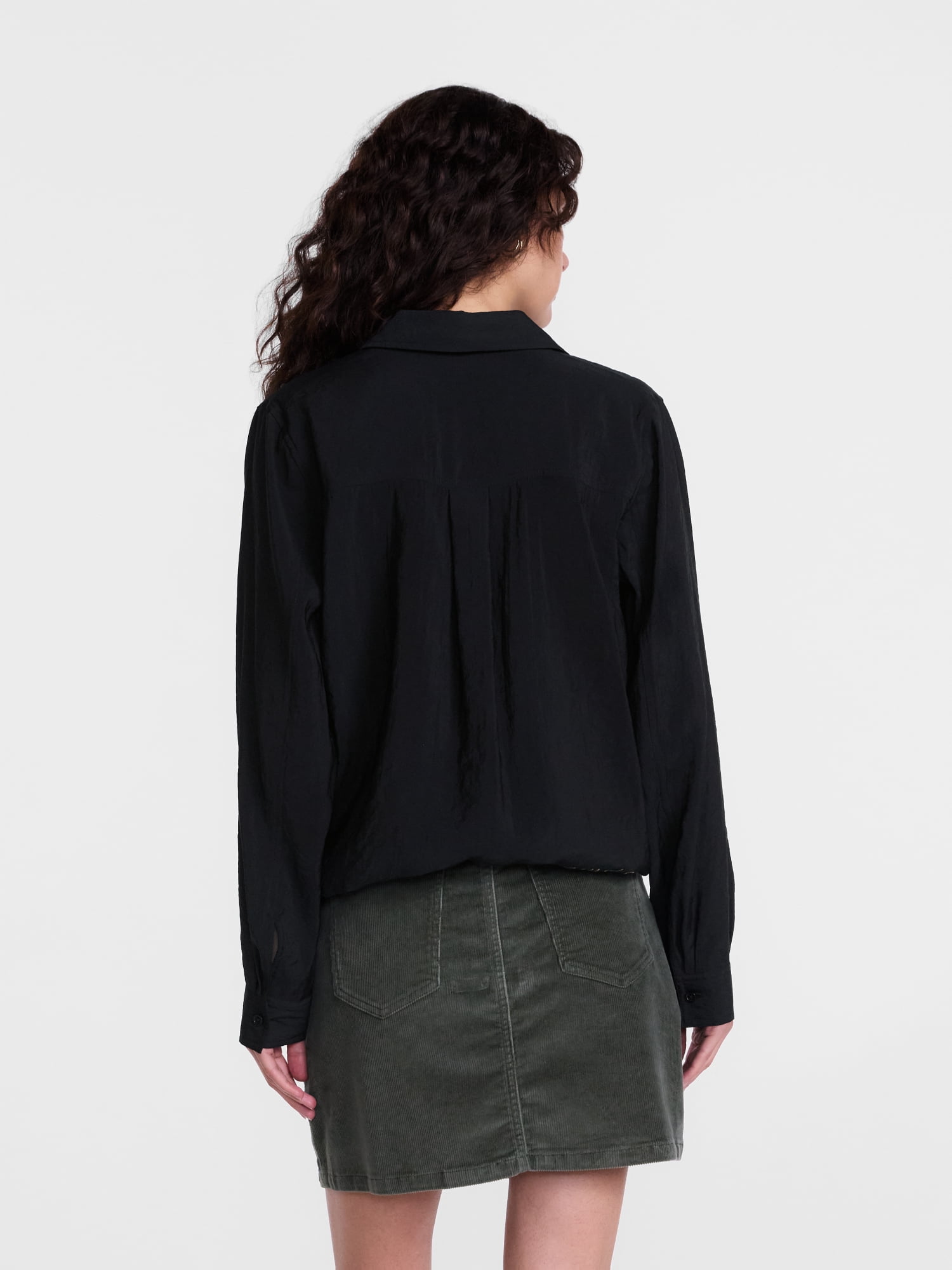 Scenario Women's Tie Waist Utility Shirt with Long Sleeves, Sizes XS-XXXL