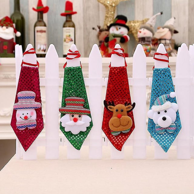 Suministros de decoración navideña, pequeños regalos para adultos y niños, pequeños regalos creativos, corbatas de lentejuelas