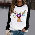 thumbnail image 2 of Christmas Long Sleeve Shirts for Women Colorful Christmas Reindeer Shirt Deer Print Xmas Blouse Sweatshirt Pullover Tops Womens Sweaters Sweatshirt Shirt, 2 of 4