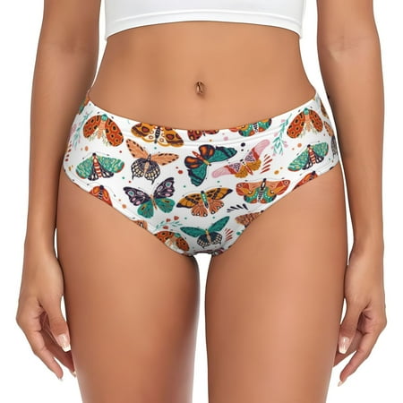 Naloa Colorful Butterfly Women s High Waisted Cotton Underwear Soft Breathable Panties Stretch Briefs Seamless Ladies PantiesMedium