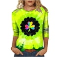 thumbnail image 2 of Craaazy Women's 3/4 Sleeve St. Patrick's Day Printed Round-neck Cozy Tops Gifts, 2 of 5
