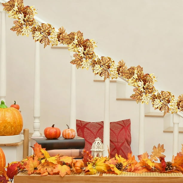 Decoraciones de Halloween, adornos de Halloween, hojas de arce simuladas, hojas de enredaderas, decoración de Halloween, festival de Acción de Gracias, diseño de escena de sala de estar, enredaderas s