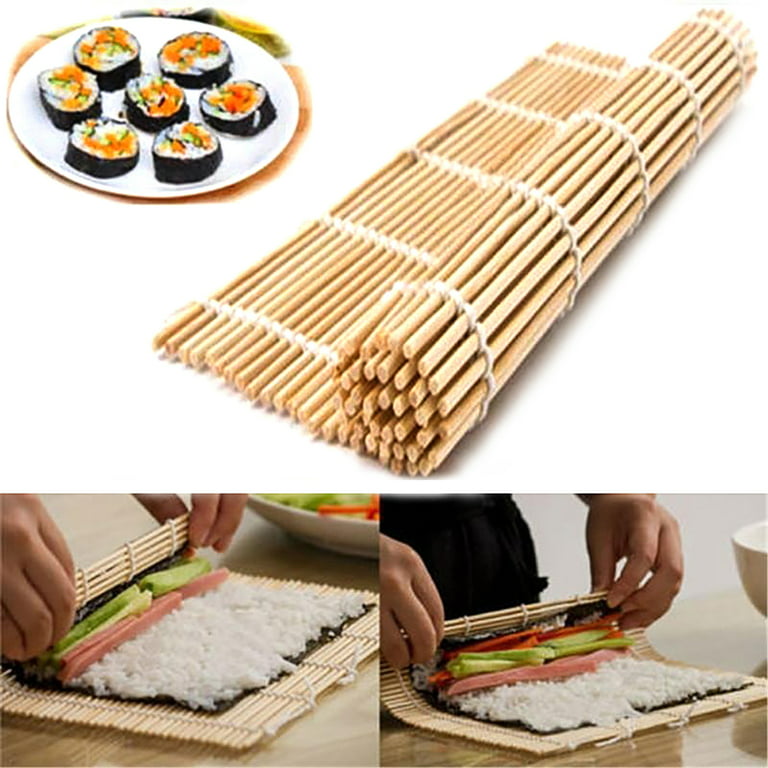 Bright Kitchen Bamboo Sushi Rolling Mat Reusable Wooden Roller, Beige