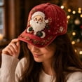 thumbnail image 5 of Basysin Vintage Christmas Print Baseball Cap Adjustable Curved Soft Hat Casual Lightweight Sun Hat Fashion Holiday Pattern Outdoor Headwear for Women Winter Hat, 5 of 5