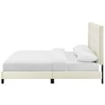 thumbnail image 4 of Contemporary Modern Urban Designer Bedroom Queen Size Platform Bed Frame, Velvet Fabric, Ivory White, 4 of 5