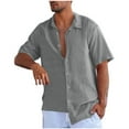 thumbnail image 2 of JXMVOJ Men's Casual Stand Collar Short Sleeve Button Shirt Polyester Summer Outdoor Fashion, 2 of 6