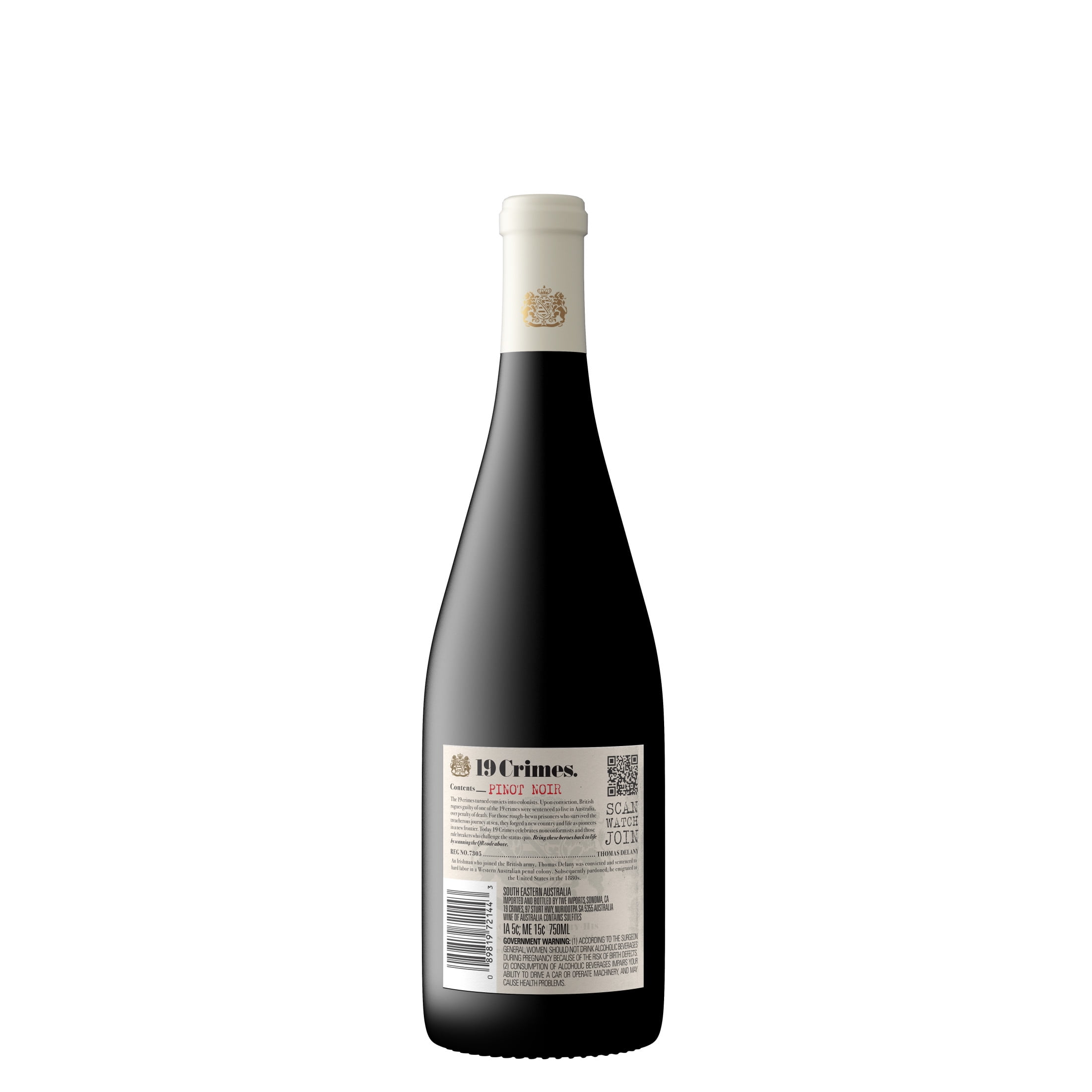 19 Crimes The Punishment Pinot Noir Red Wine, 750ml Glass wine