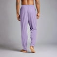 thumbnail image 5 of WTOBBY Men's Comfortable Home Sleep Drawstring Pocket Cuffed Casual Pants Soft Elastic Waist Lounge Men's Trousers,Light Purple XL, 5 of 8