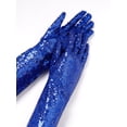 thumbnail image 2 of Yartina Womens Long Opera Party Glove Sequins 28-inch Wedding Party Accessories Sun Protection Gloves Blue One Size, 2 of 7