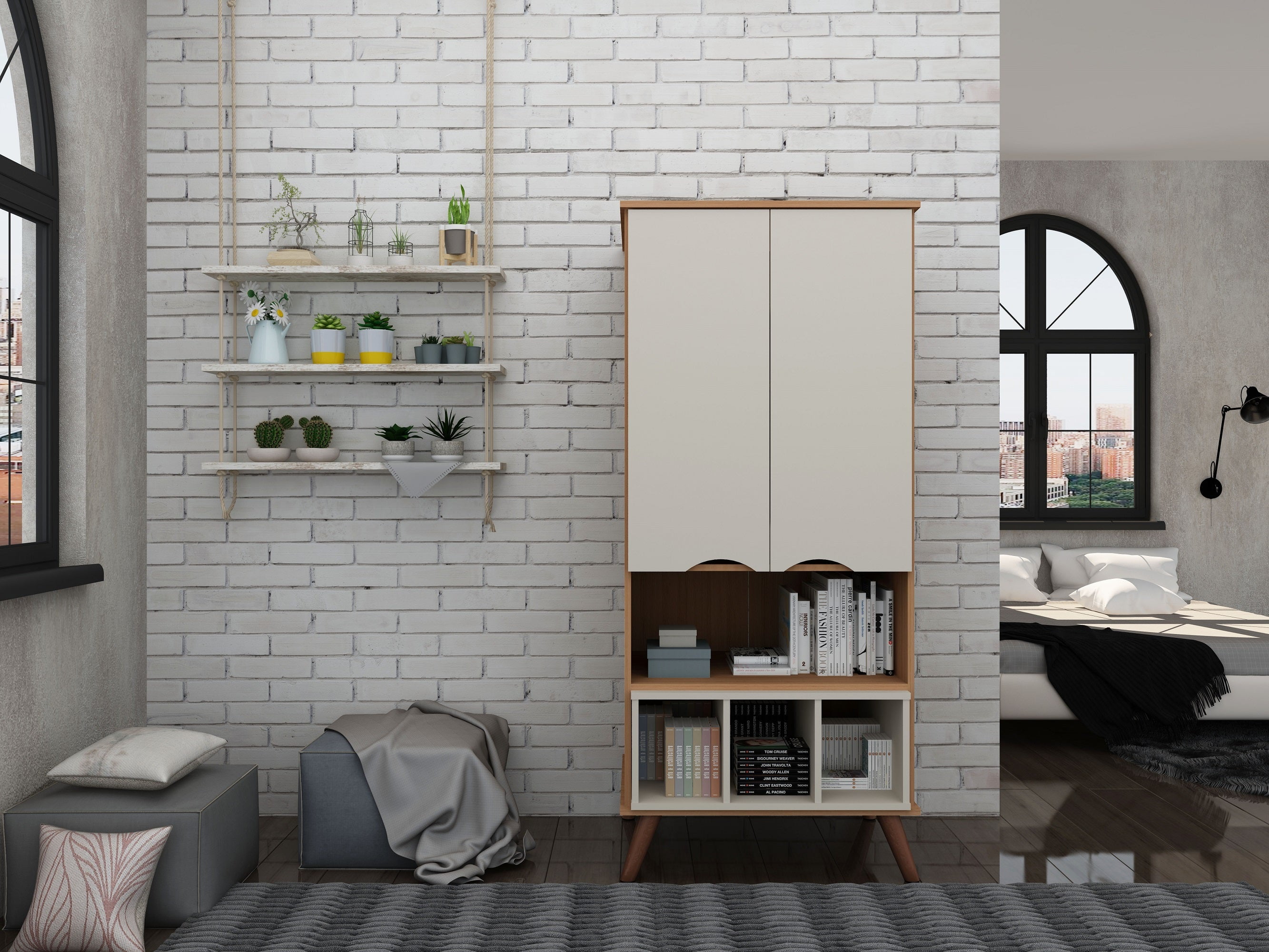Hampton 26.77 Display Cabinet 6 Shelves and Solid Wood Legs