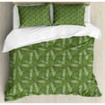 thumbnail image 1 of Banana Leaf Queen Size Duvet Cover Set, Tropical Palm Leaves with Overlapping Banana Leaves, Decorative 3 Piece Bedding Set with 2 Pillow Shams, Olive Green Pale Green and Army Green, by Ambesonne, 1 of 3