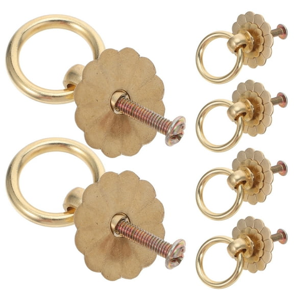 FUEENIRVA 6Pcs Antique Brass Flower Dresser Knobs Easy Install Cabinet Drawer Pulls for Home