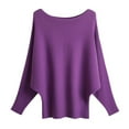 thumbnail image 5 of UJNDER Fashion Off The Shoulder Bat Sleeve Long Sleeve Pullover Sweater for Women Purple One Size, 5 of 5