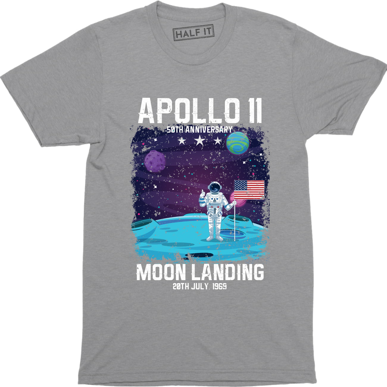 Apollo 11 50th Anniversary Mens Short Sleeve T-Shirt Graphic Tshirts Tee 