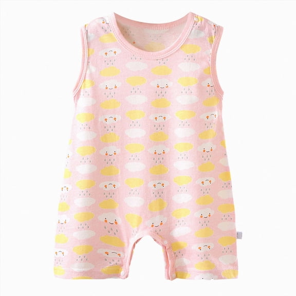 Splozh Newborn Baby Girl Clothes Summer Outfits Infant Sleeveless Romper Cute Newborn Clothes Newborn Girl Outfit,Light Pink,6-12 Months