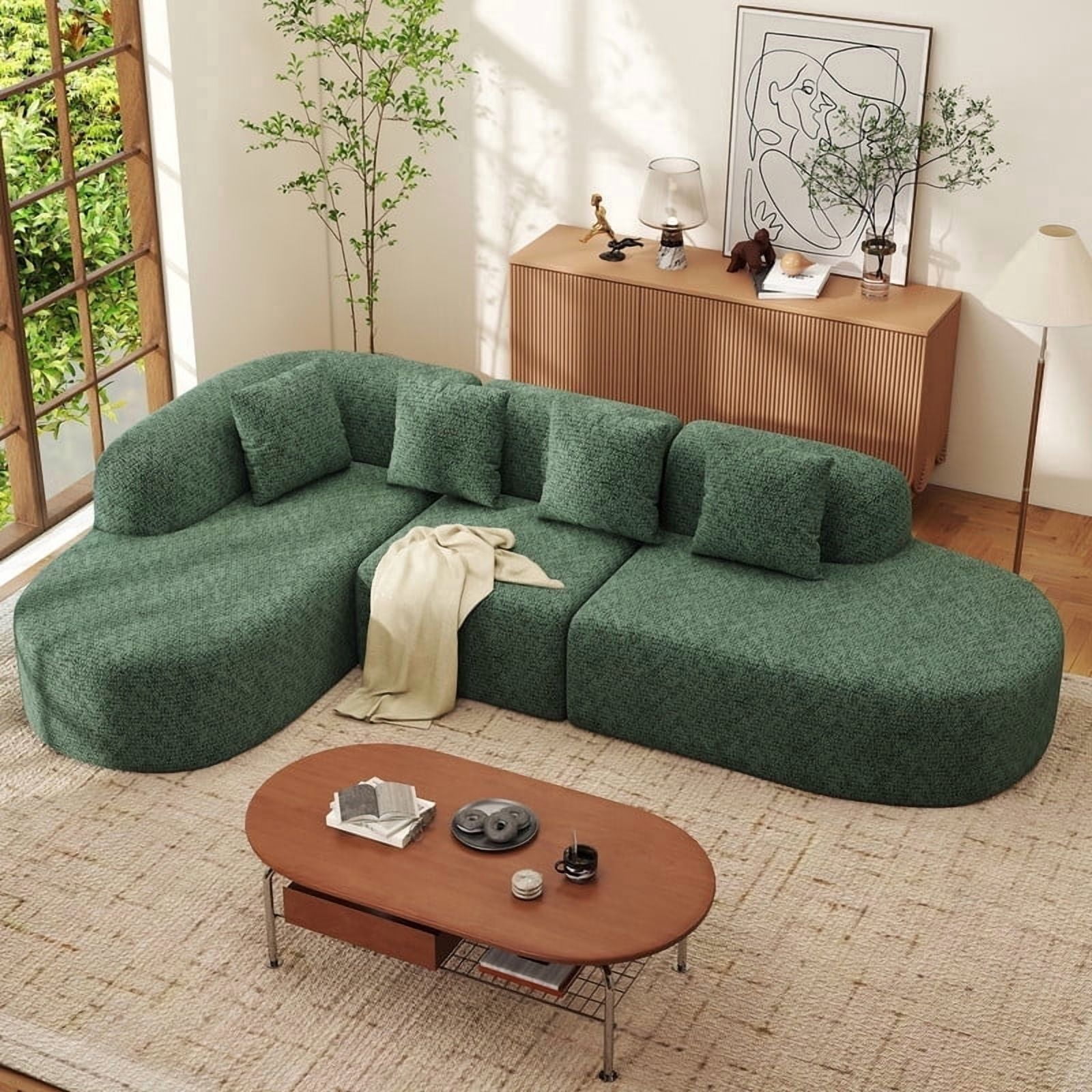 Daluvenix 114 Inch Boneless Couches for Living Room Modern Modular Sectional Sofa with Left Chaise L-Shape Cloud Sectional Couch