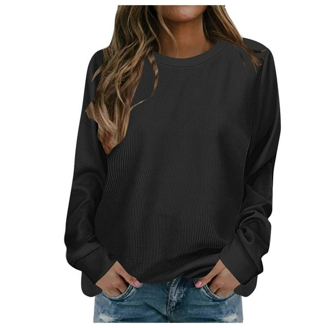 WEAIXIMIUNG Sweat-Shirt Camouflage pour Femmes Manches Longues Automne et Hiver Couleur Unie Épais Col Rond Épaule Dénudée Pull Décontracté