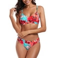 thumbnail image 2 of RELLECIGA Women's Cutout 2 Piece Bikini Sets Floral Print Sexy Strappy Low Rise Bathing Suits Push Up Two Piece Swimsuits, 2 of 5