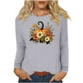 thumbnail image 2 of VKOYWKM Women's Thanksgiving Tops Halloween Pumpkin Graphic T Shirt Long Sleeve Fall T-Shirt Thankful Grateful Blessed Blouses Loose Fit Tunic Top, 2 of 4