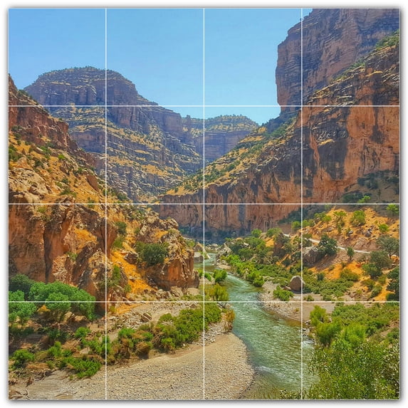 Picture-Tiles.com: Canyon Ceramic Tile Wall Mural WAL500336-44L. 32"W x 32"H using (16) 8" x 8" Ceramic Tiles-Satin Finish