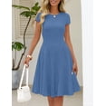 thumbnail image 5 of Merokeety Womens Summer Dresses Ribbed Crewneck A Line Mini Dress Dustyblue m, 5 of 5