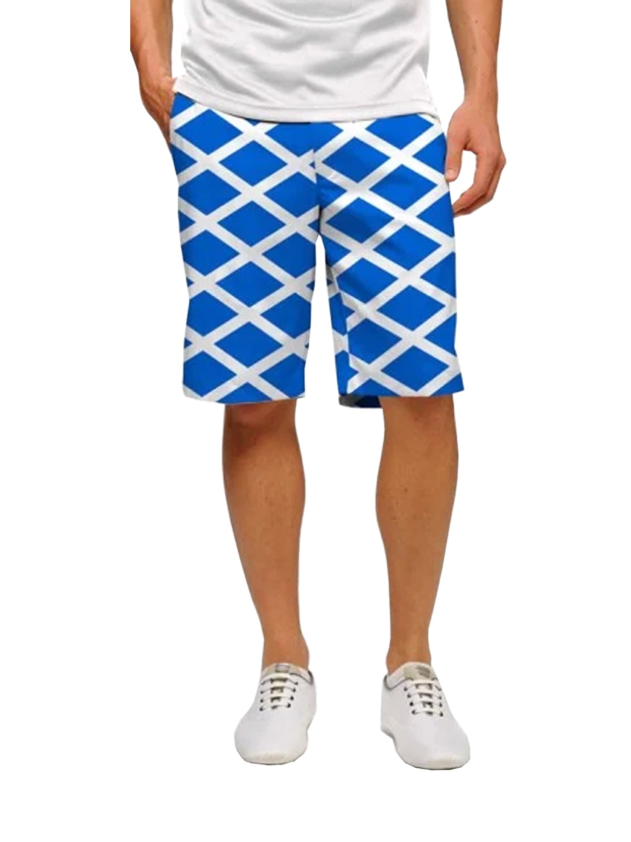 LoudMouth Golf Men's JoxS Flat Front Shorts 32" Blue White