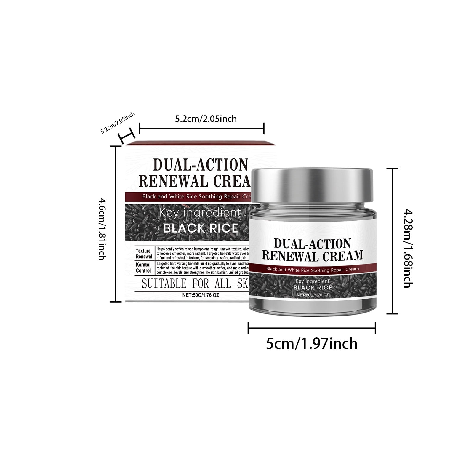Alvantor Moisturizing Body Cream with Black Rice Extract for All Skin Types, 1.76oz