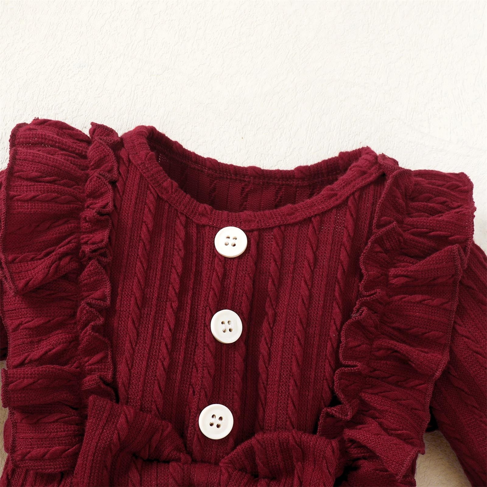 SHTXOZHI Baby Girls Fall Winter Clothes Long Sleeve Ruffle Romper Pants Headband Toddler Outfit