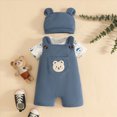 thumbnail image 4 of Xudanell First Birthday Outfit Boy Boy Cute Dog Cartoon Short Sleeve Three Piece Romper Pants and Hat Set for Kids Light Blue 6-12 Months, 4 of 4