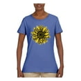 thumbnail image 2 of Wild Bobby, Artsy Cheetah Leopard Print Sunflower, Fashion, Women Graphic Tee, Light Blue, Medium, 2 of 3