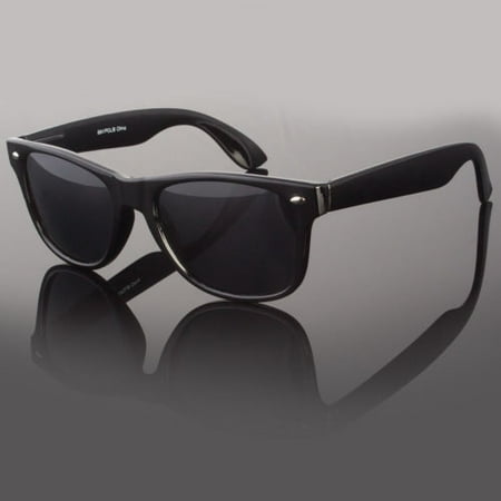 Dark BLACK Lens Sunglasses Vintage Retro Aviator Men Women Classic Frame