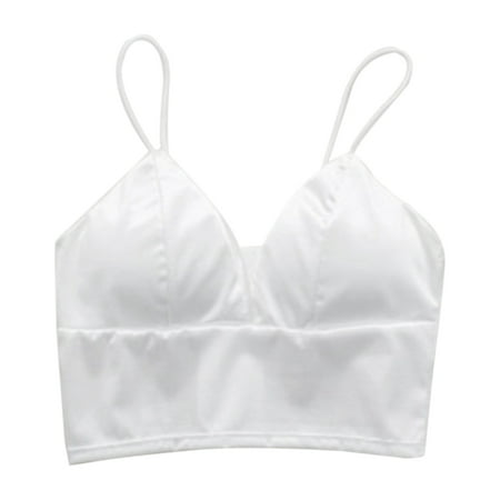 

Satin Soft Women Bra Casual Wire Free Vest Short Chest Wrap Underwear One Size