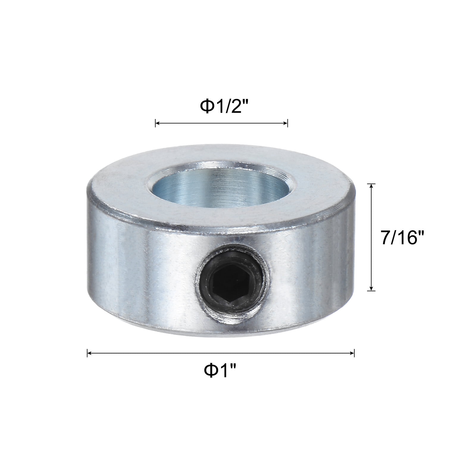 8 Packs Set Screw Shaft Collars 1/2" Bore Zinc Plated Steel Shaft Collars, 1" OD, 7/16" Width, with Hex Key