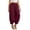 Burgundy, variant on Linen Harem Pants for Women Summer Solid with Pockets Elastic Waist Breathable Cropped Trousers with Button Pink