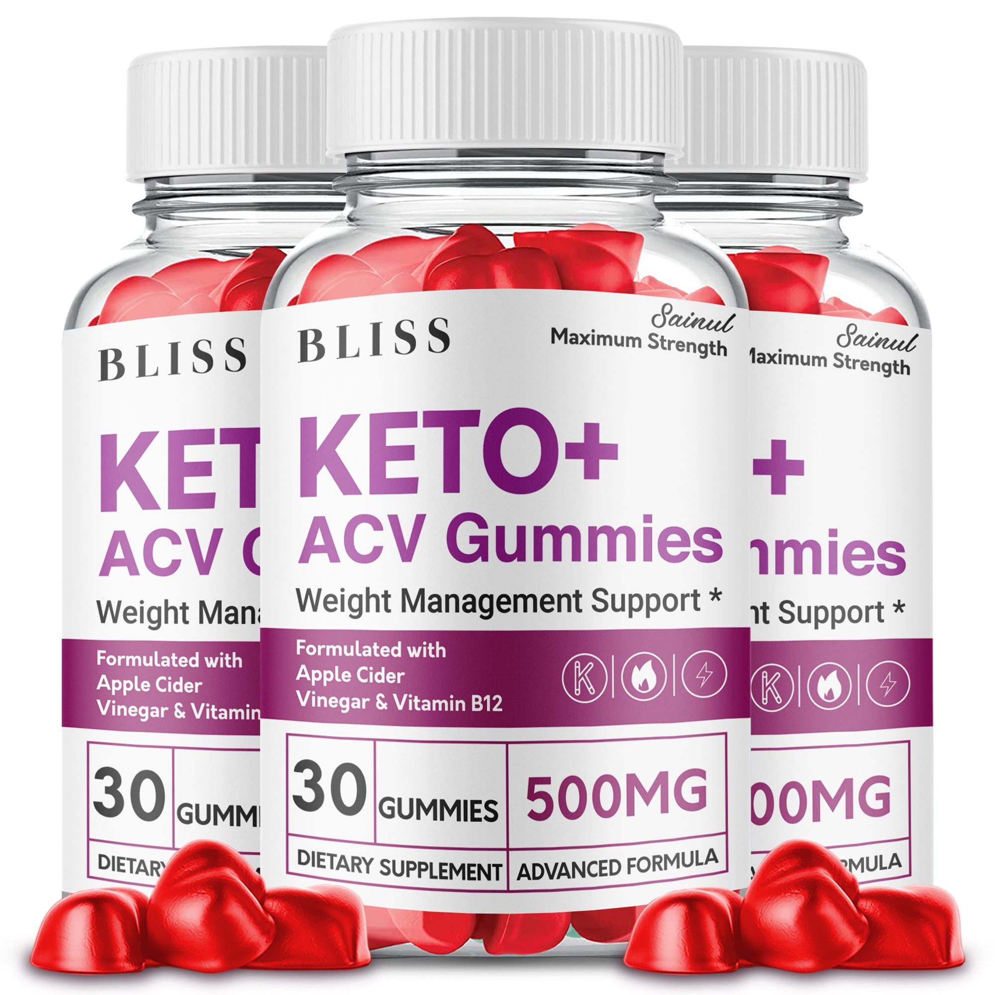 Bliss Keto ACV Gummies, Official Bliss Gummies, Bliss Keto Plus ACV Gummies Apple Cider Vinegar Weight Management Supplement (3 Pack)