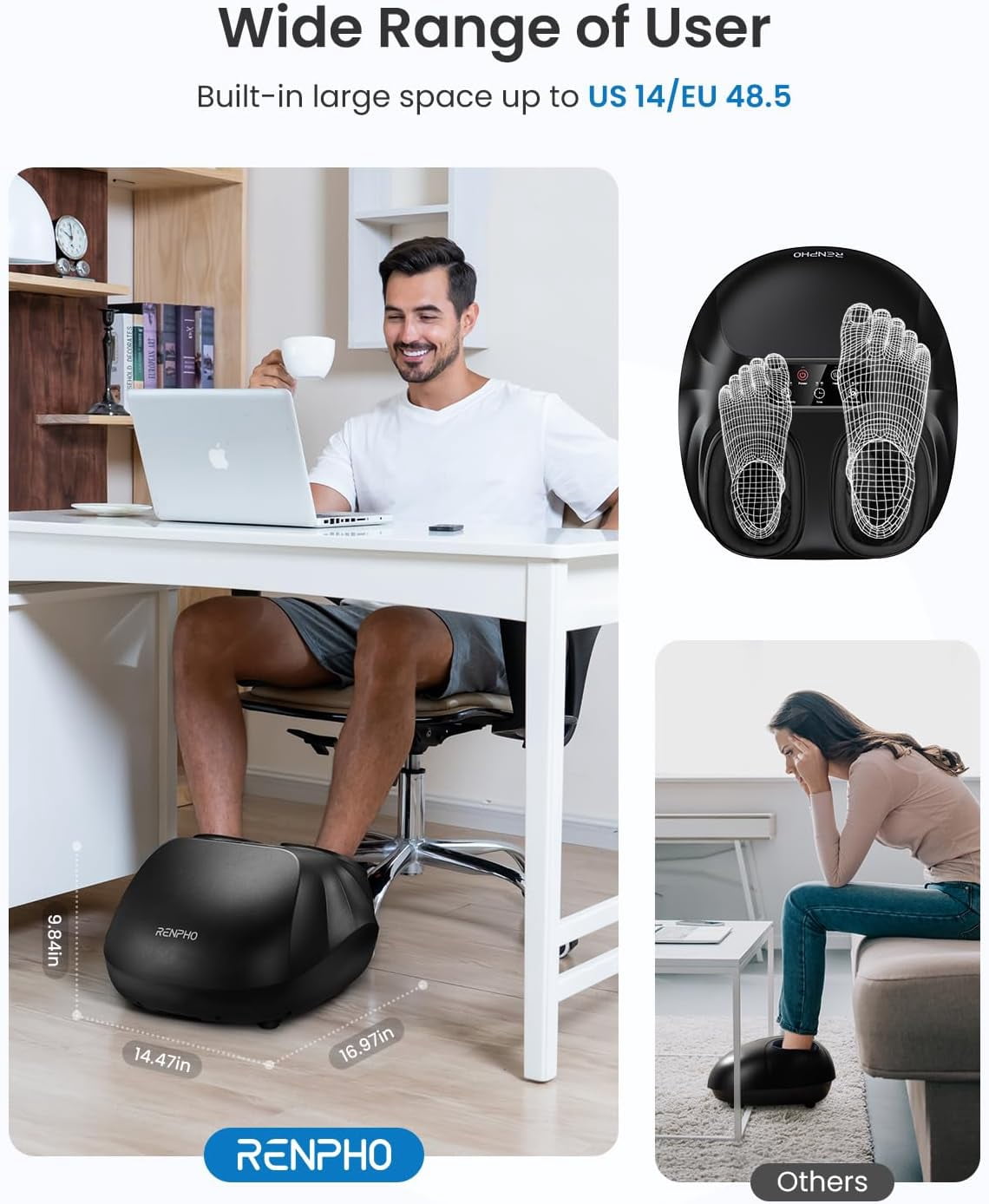 RENPHO Shiatsu Foot Massager with Remote, Foot Massager Machine with Heat, Relieve Plantar Fasciitis and Tired Muscles,  Mothers Day Gift for Mom Women, Fits Men feet Size up to 14