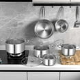thumbnail image 2 of Costway 12 PCS Pots & Pans Set with Tempered Glass Lids Handles & 3-Ply Base 4 Stockpots, 2 of 9