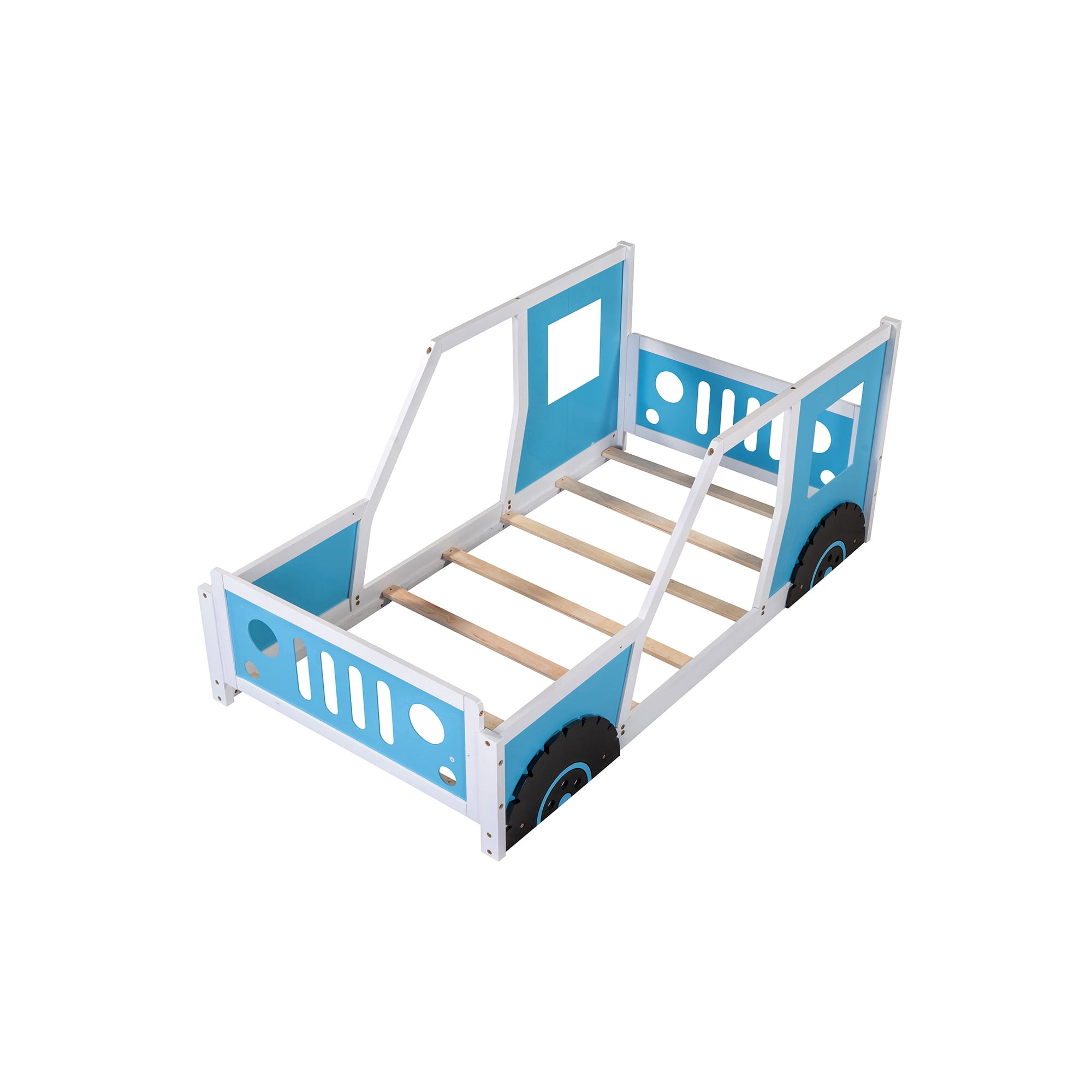 Bellemave Blue Twin Size Car-shaped Platform Bed for Bedroom Living Room, Twin Size Wood Daybed with Car-shaped Appearance for Bedroom